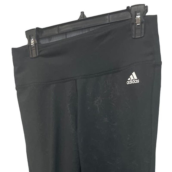 Adidas Womens Medium Climalite Polyester Blend Long Pull On Black Leggings - Picture 2 of 4